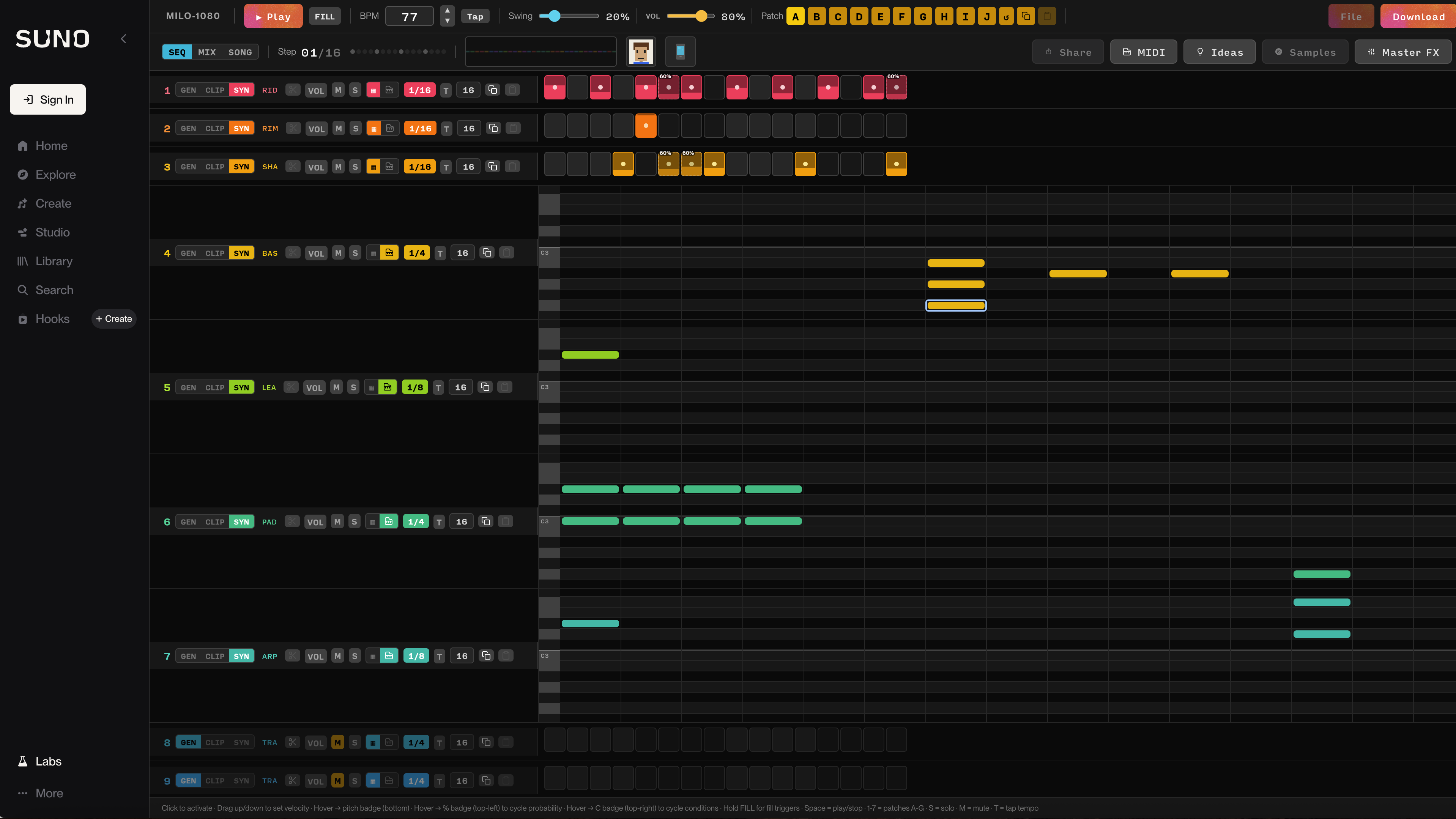 Suno MILO-1080 Hardware Sequencer