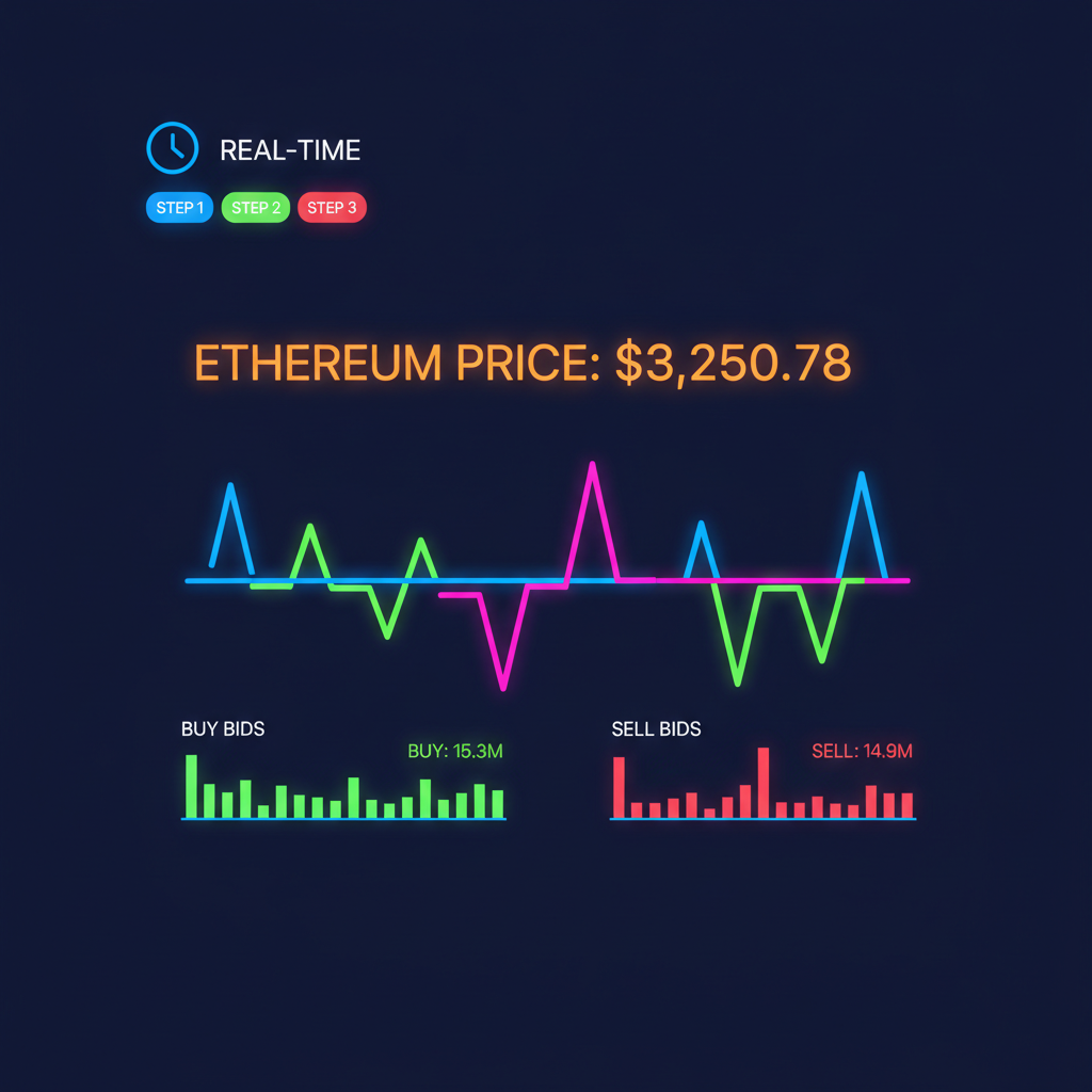real-time crypto market chart ethereum price dynamic bids neon graph
